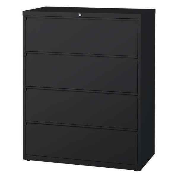 Hirsh 42" W 4 Drawer Lateral File Cabinet, Black, A4/Legal/Letter - 17460