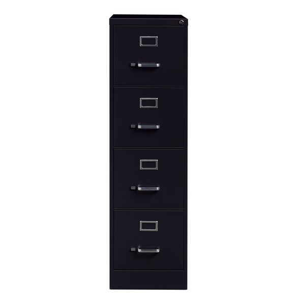 Hirsh 28-1/2" W 4 Drawer Vertical File Cabinet, Black, Letter - 18773