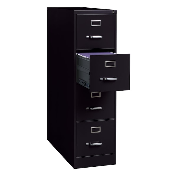 Hirsh 28-1/2" W 4 Drawer Vertical File Cabinet, Black, Letter - 18773