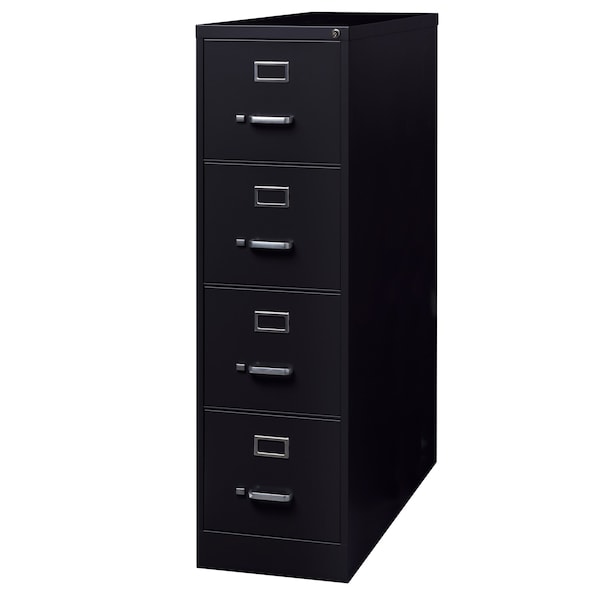 Hirsh 28-1/2" W 4 Drawer Vertical File Cabinet, Black, Letter - 18773