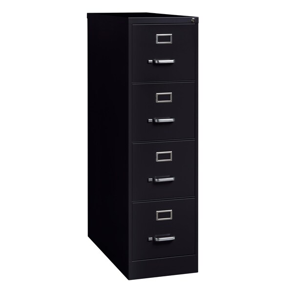 Hirsh 28-1/2" W 4 Drawer Vertical File Cabinet, Black, Letter - 18773