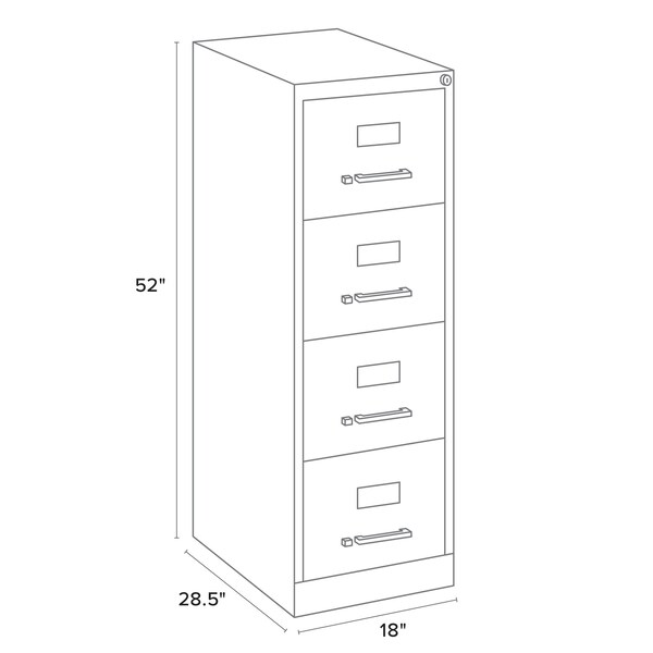 Hirsh 28-1/2" W 4 Drawer Vertical File Cabinet, Black, Letter - 18773
