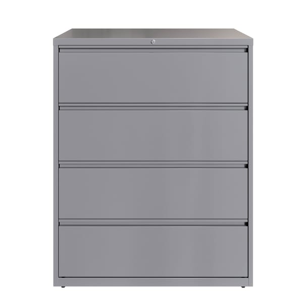 Hirsh 4 Drawer Lateral File Cabinet, Arctic Silver, A4/Legal/Letter - 23750