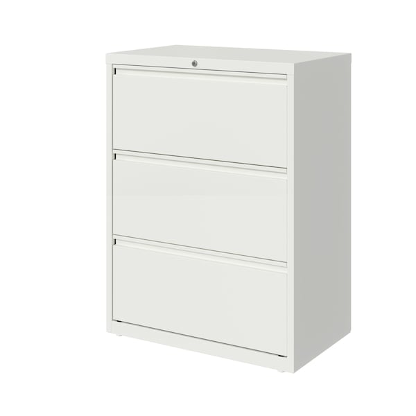 Hirsh 3 Drawer Lateral File Cabinet, White, A4/Legal/Letter - 23697