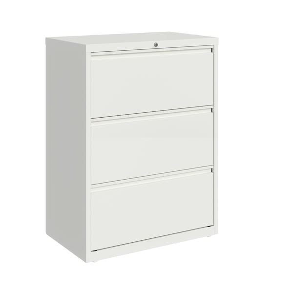 Hirsh 3 Drawer Lateral File Cabinet, White, A4/Legal/Letter - 23697
