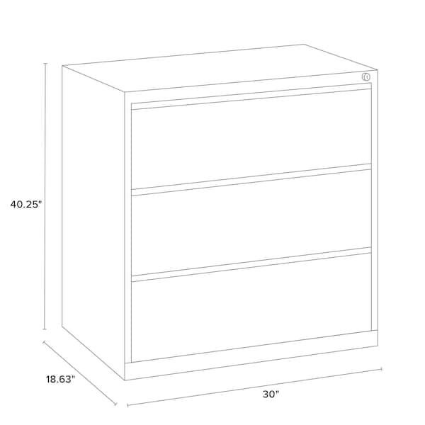 Hirsh 3 Drawer Lateral File Cabinet, White, A4/Legal/Letter - 23697