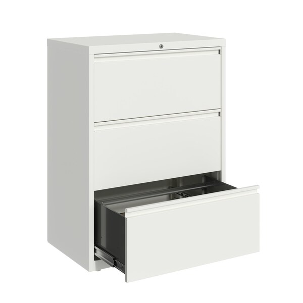 Hirsh 3 Drawer Lateral File Cabinet, White, A4/Legal/Letter - 23697