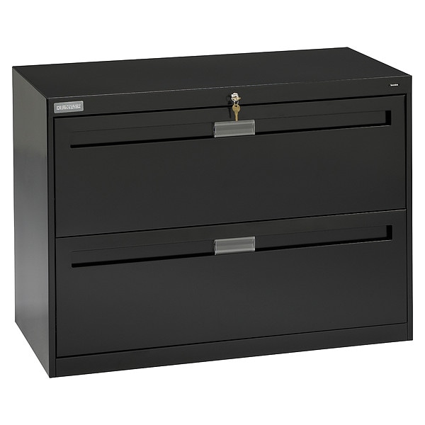 Tennsco 36 in W 2 Drawer Lateral File Cabinet, Black - LPL3624L20 BLACK