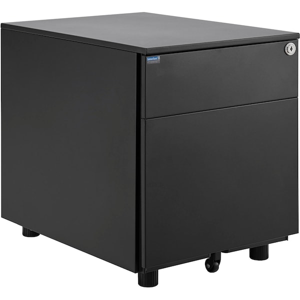 Interion By Global Industrial Interion Low Height 2 Drawer Pedestal, Black - 695302