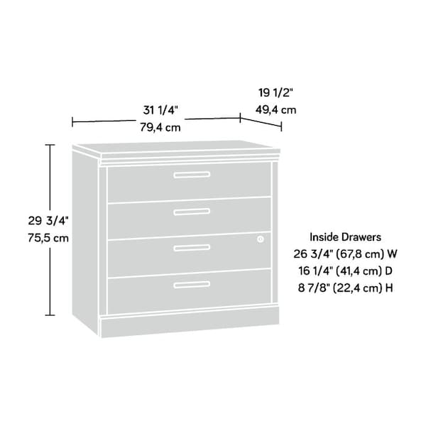 Sauder Aspen Post Lateral File Pmo , Durable, 1 in. thick top for open storage - 427013