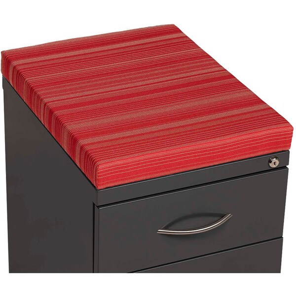 Interion By Global Industrial Interion 2 Drawer Box/File Pedestal, Charcoal with Red Cushion Top - 695609