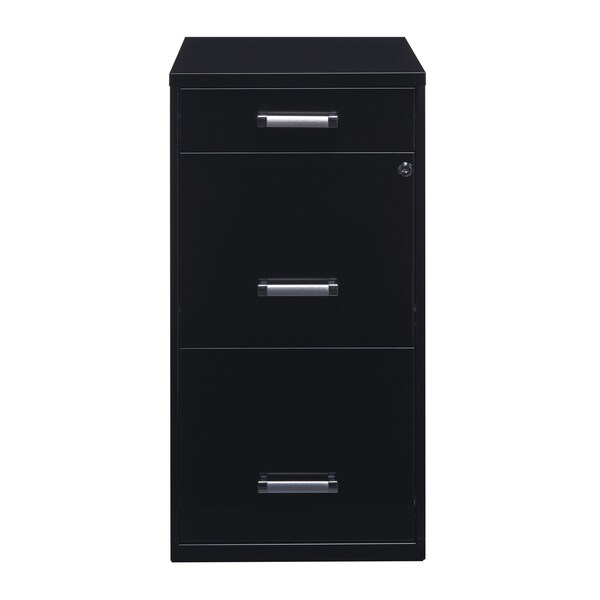 Space Solutions 14.25 in W 3 Drawer Vertical File Cabinet W/ Pencil Drawer, Black - 20990