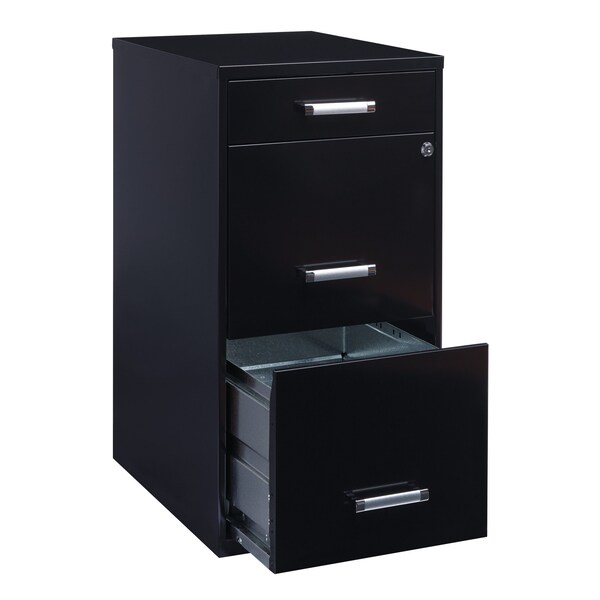 Space Solutions 14.25 in W 3 Drawer Vertical File Cabinet W/ Pencil Drawer, Black - 20990