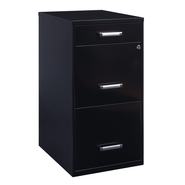 Space Solutions 14.25 in W 3 Drawer Vertical File Cabinet W/ Pencil Drawer, Black - 20990