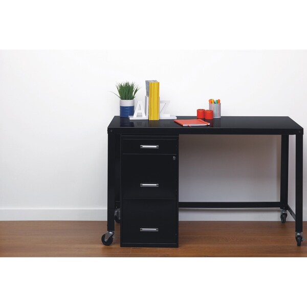 Space Solutions 14.25 in W 3 Drawer Vertical File Cabinet W/ Pencil Drawer, Black - 20990
