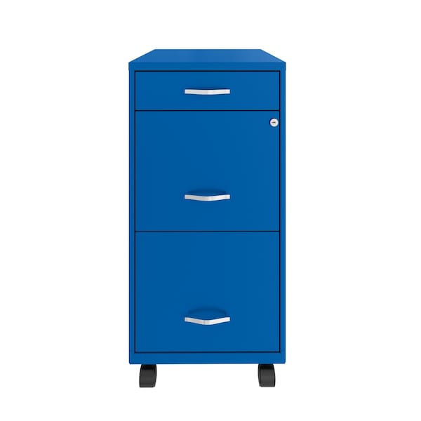 Space Solutions 14.25 in W 3 Drawer Mobile Vertical File Cabinet, Classic Blue - 24422