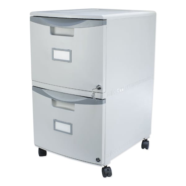 Storex Two-Drawer Mobile Filing Cabinet, 2 Legal/Letter-Size File Drawers, Gray, 14.75in x 18.25in x 26in - 61310B01C