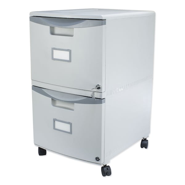 Storex Two-Drawer Mobile Filing Cabinet, 2 Legal/Letter-Size File Drawers, Gray, 14.75in x 18.25in x 26in - 61310B01C