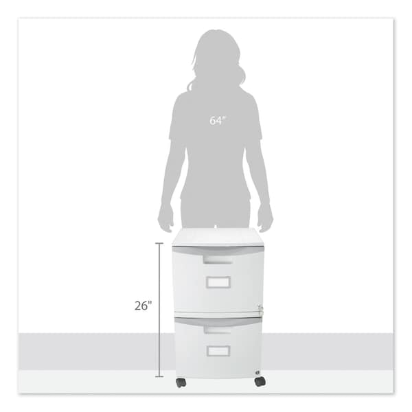 Storex Two-Drawer Mobile Filing Cabinet, 2 Legal/Letter-Size File Drawers, Gray, 14.75in x 18.25in x 26in - 61310B01C