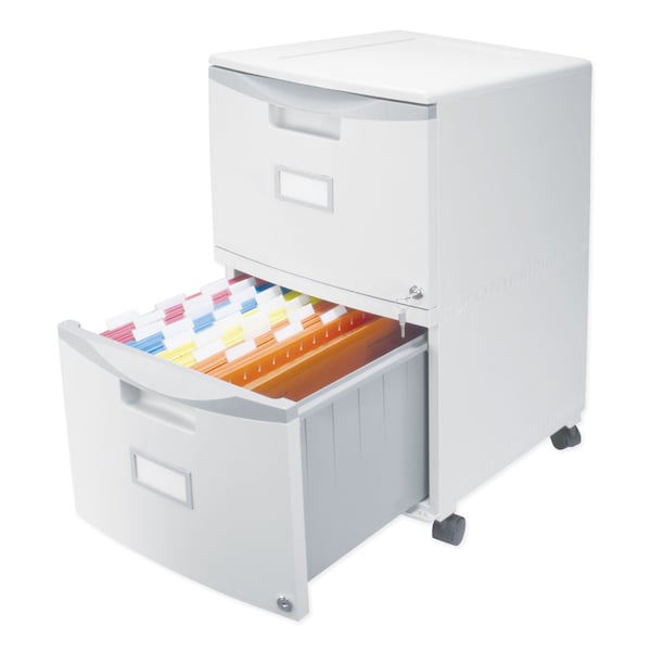 Storex Two-Drawer Mobile Filing Cabinet, 2 Legal/Letter-Size File Drawers, Gray, 14.75in x 18.25in x 26in - 61310B01C