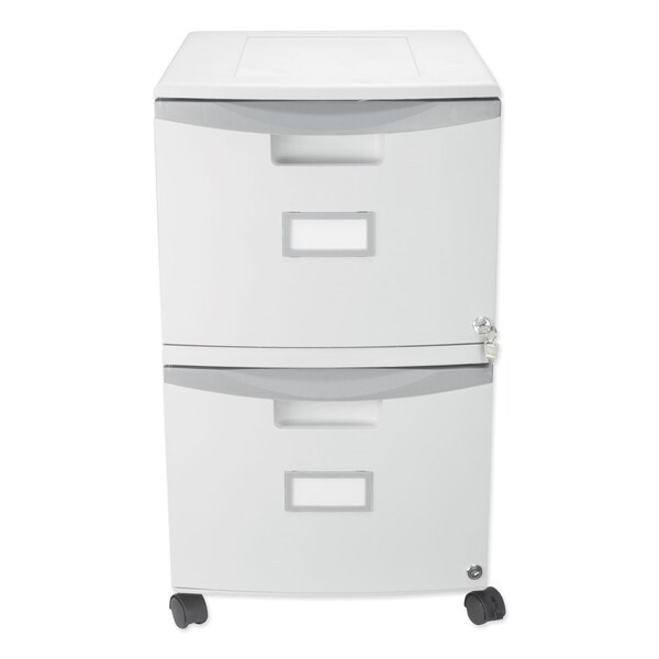 Storex Two-Drawer Mobile Filing Cabinet, 2 Legal/Letter-Size File Drawers, Gray, 14.75in x 18.25in x 26in - 61310B01C