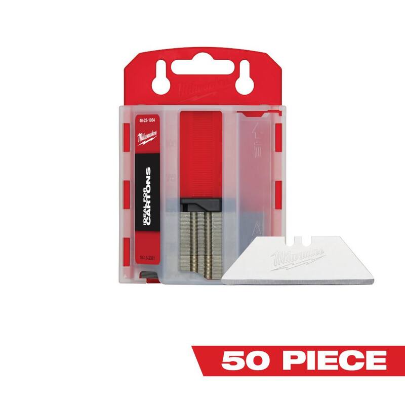 Milwaukee Carton Utility Knife Blades with Dispenser (50-Piece) - 48-22-1954