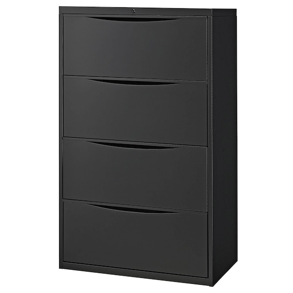 Global Industrial 30W Premium Lateral File Cabinet, 4 Drawer, Black - 252467BK