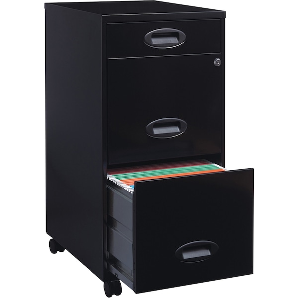 Nusparc 3-Drawer Mobile Vertical File Cabinet, Recessed Pulls, 14.2" x 18" x 29.5", Black - NPRVF318EMBK