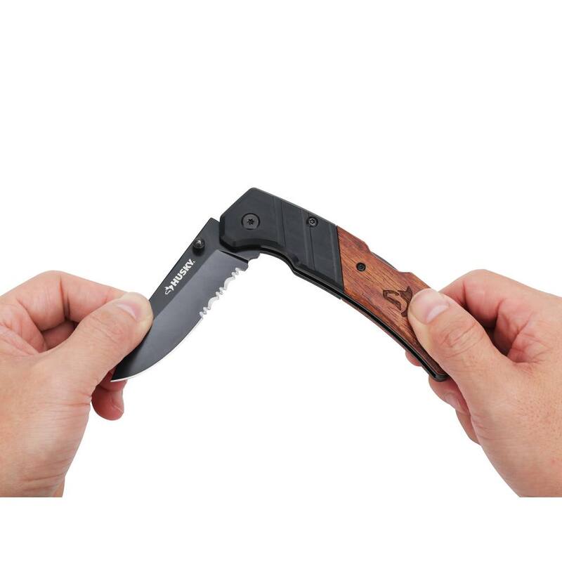 Husky 2.875 Steel Dual Edge Clip Point Folding Knife - 99741