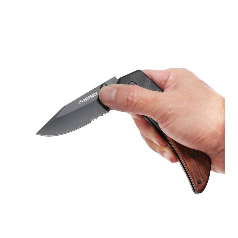 Husky 2.875 Steel Dual Edge Clip Point Folding Knife - 99741