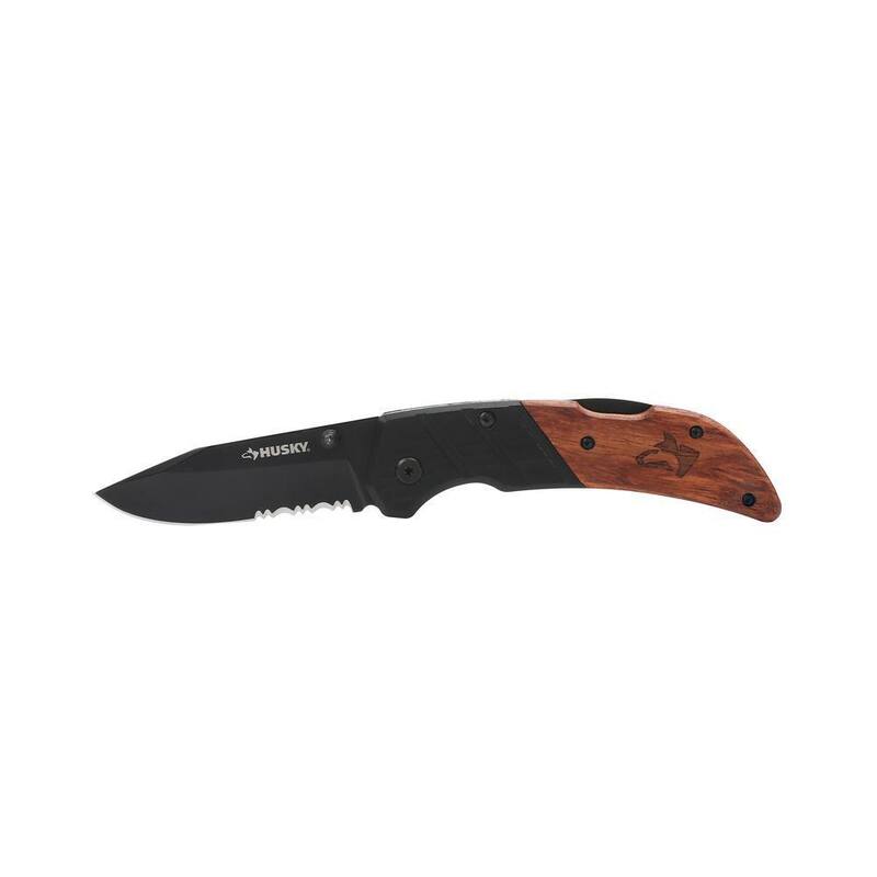 Husky 2.875 Steel Dual Edge Clip Point Folding Knife - 99741