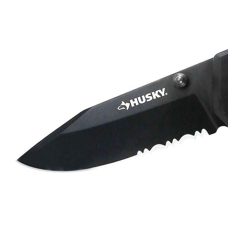 Husky 2.875 Steel Dual Edge Clip Point Folding Knife - 99741