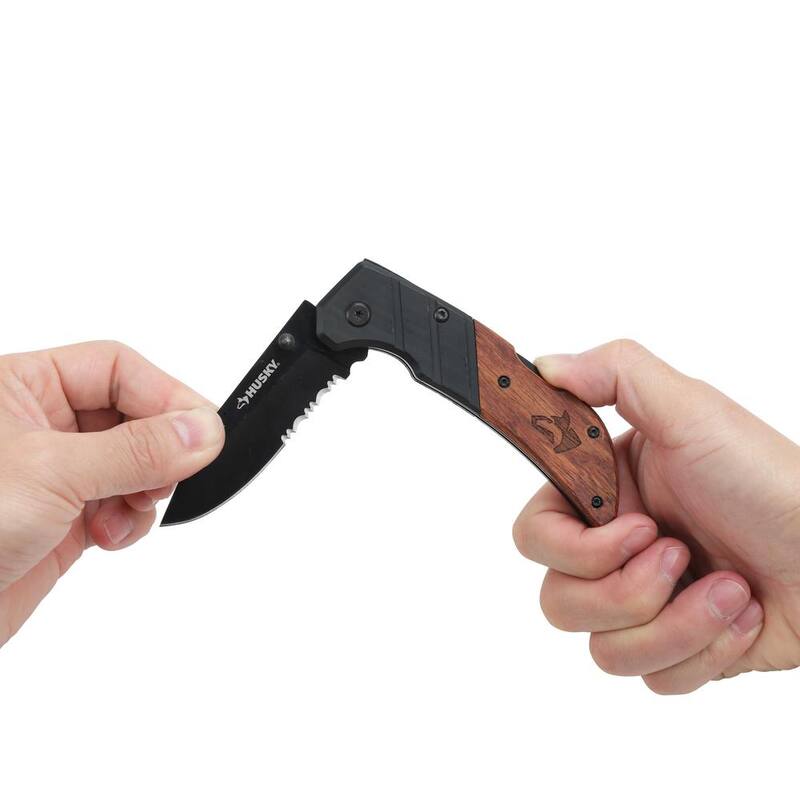 Husky 2.875 Steel Dual Edge Clip Point Folding Knife - 99741