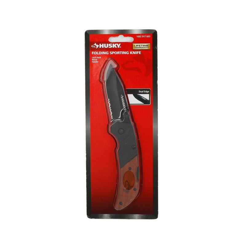 Husky 2.875 Steel Dual Edge Clip Point Folding Knife - 99741