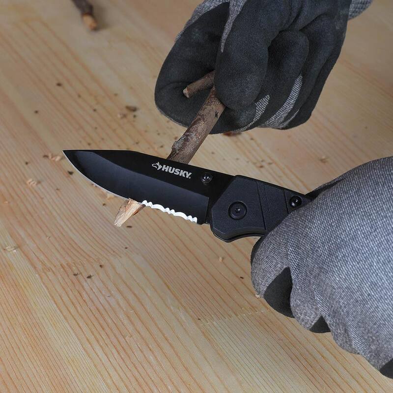 Husky 2.875 Steel Dual Edge Clip Point Folding Knife - 99741