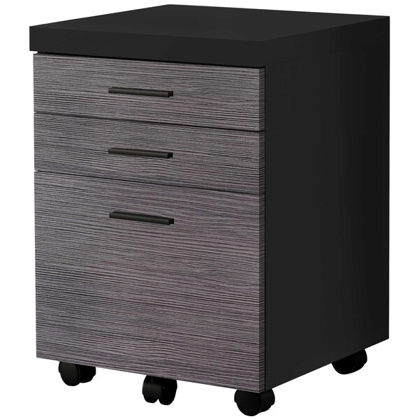 Homeroots 25.25 in. Black Particle Board & MDF Filing Cabinet with 3 Drawers - 333504