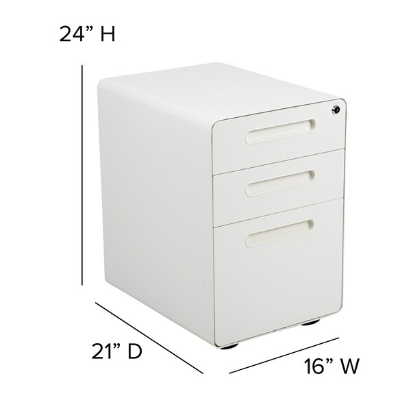 Flash Furniture 3 Drawer Filing Cabinet, White - HZ-AP535-01-W-GG