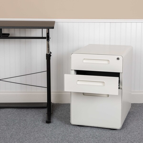 Flash Furniture 3 Drawer Filing Cabinet, White - HZ-AP535-01-W-GG