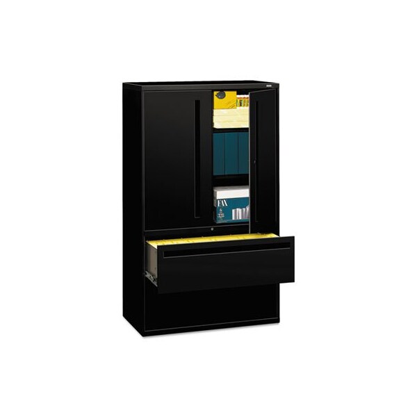 Hon HON, 700 SERIES LATERAL FILE WITH STORAGE CABINET, 42W X 18D X 64.25H, BLACK - 795LSP
