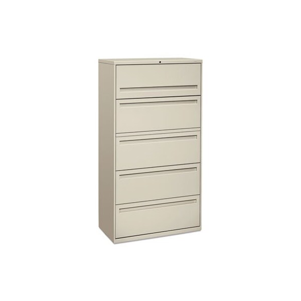 Hon HON, 700 SERIES FIVE-DRAWER LATERAL FILE WITH ROLL-OUT SHELF, 36W X 18D X 64.25H, LIGHT GRAY - 785LQ