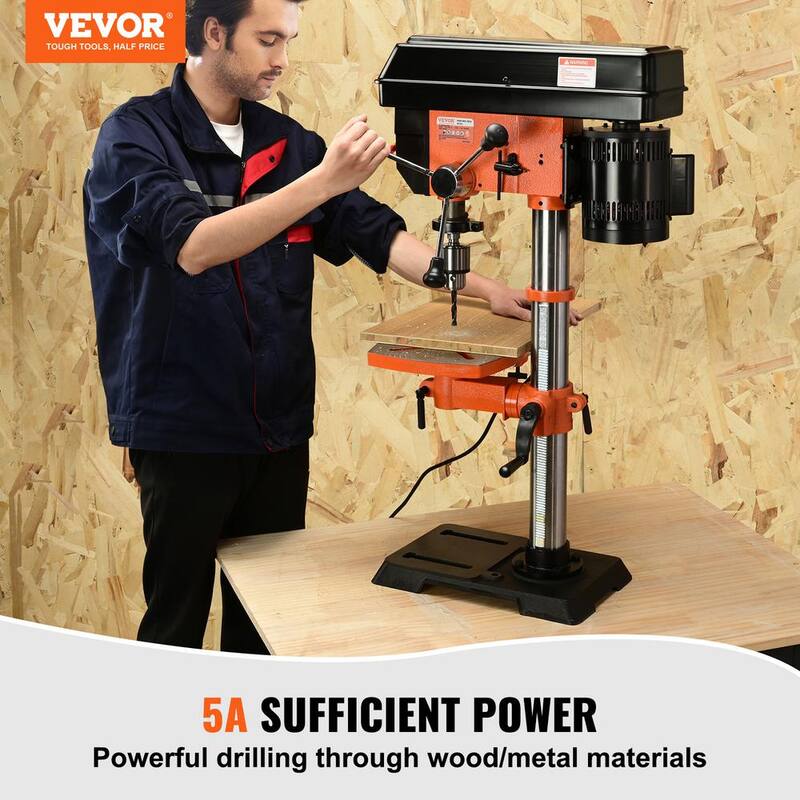 VEVOR 12 in. Benchtop Drill Press 5 Amp Variable Speed Cast Iron Bench Drill Press 12 in. Swing Distance for Wood Metal - TSZCBS50A12MIPNMTV1