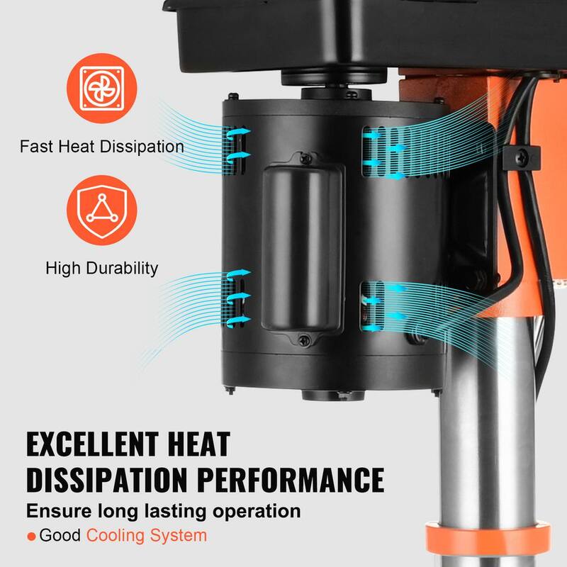 VEVOR 12 in. Benchtop Drill Press 5 Amp Variable Speed Cast Iron Bench Drill Press 12 in. Swing Distance for Wood Metal - TSZCBS50A12MIPNMTV1