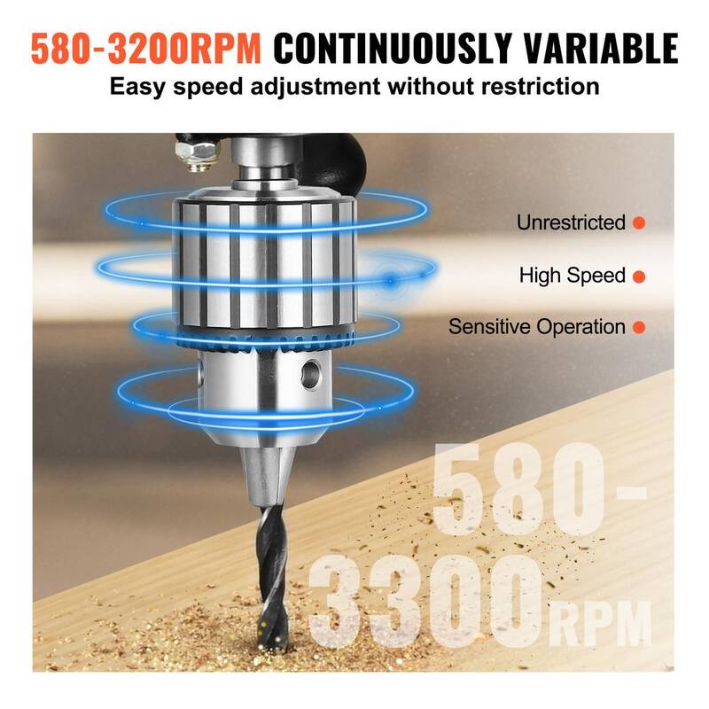 VEVOR 12 in. Benchtop Drill Press 5 Amp Variable Speed Cast Iron Bench Drill Press 12 in. Swing Distance for Wood Metal - TSZCBS50A12MIPNMTV1