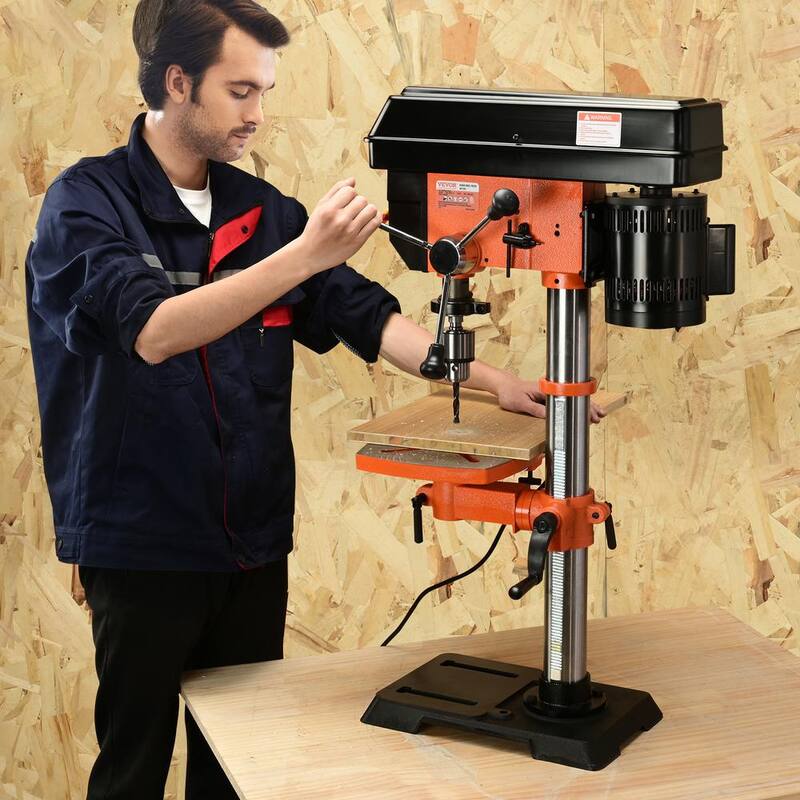 VEVOR 12 in. Benchtop Drill Press 5 Amp Variable Speed Cast Iron Bench Drill Press 12 in. Swing Distance for Wood Metal - TSZCBS50A12MIPNMTV1