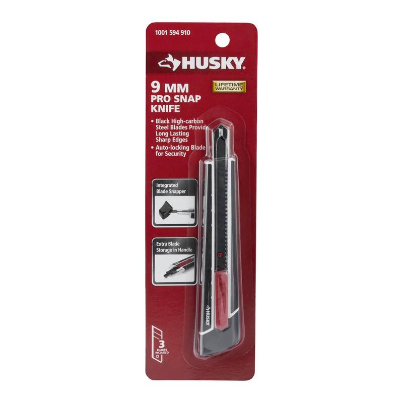 Husky 9 mm Pro 13-Point Snap Blade Knife with 3 Black Blades - RK13B-HUS