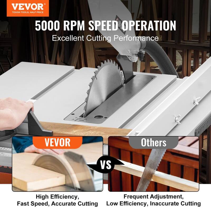 VEVOR Table Saw with Stand 10 in. Electric Cutting Machine 5000RPM 25-in Rip Capacity - ZLXMGTJYZJMC2VQLNV1