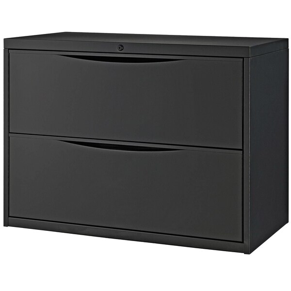 Global Industrial 36W Premium Lateral File Cabinet, 2 Drawer, Black - 252469BK