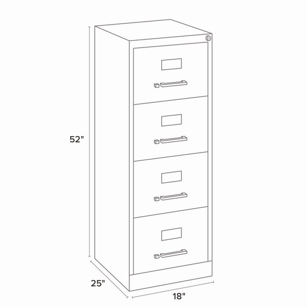 Alera Economy Vertical File, 4 Legal-Size File Drawers, Light Gray, 18 in. x 25 in. x 52 in. - 26138