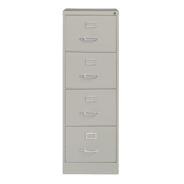 Alera Economy Vertical File, 4 Legal-Size File Drawers, Light Gray, 18 in. x 25 in. x 52 in. - 26138