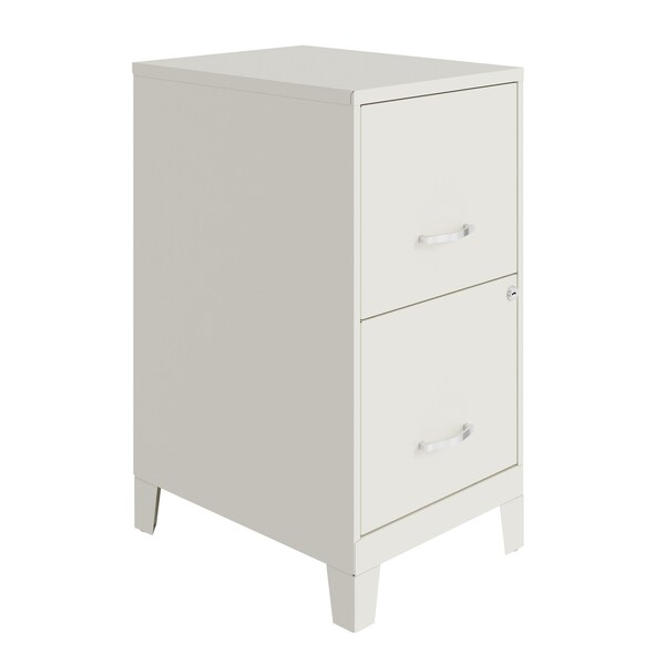 Space Solutions 14.25 in W 2 Drawer Vertical File Cabinet W/ Legs, Pearl White - 25884